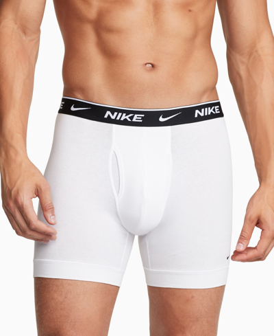 Shop Nike Men's 3-pk. Dri-fit Essential Cotton Stretch Boxer Briefs In White/grey