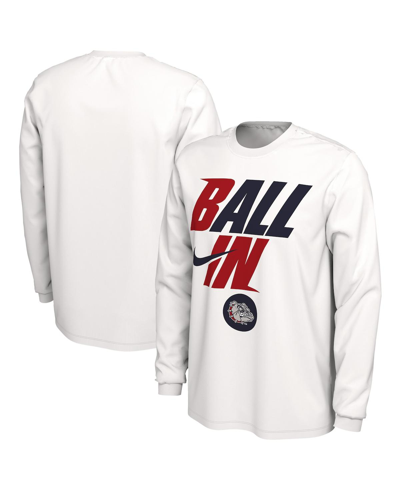 Shop Nike Men's  White Gonzaga Bulldogs Ball In Bench Long Sleeve T-shirt