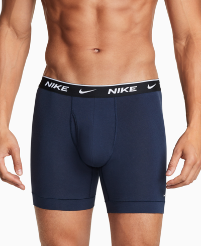 Nike Dri-fit Essential Assorted 3-pack Stretch Cotton Boxer Briefs In Navy