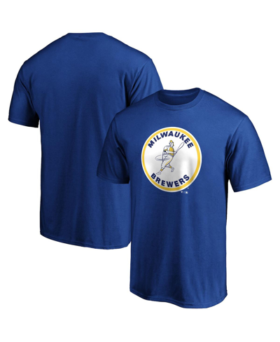 Shop Fanatics Men's  Royal Milwaukee Brewers Cooperstown Collection Forbes Team T-shirt