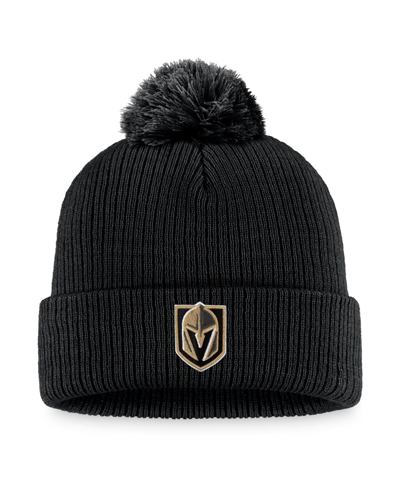 Shop Fanatics Men's  Branded Black Vegas Golden Knights Cuffed Knit Hat With Pom