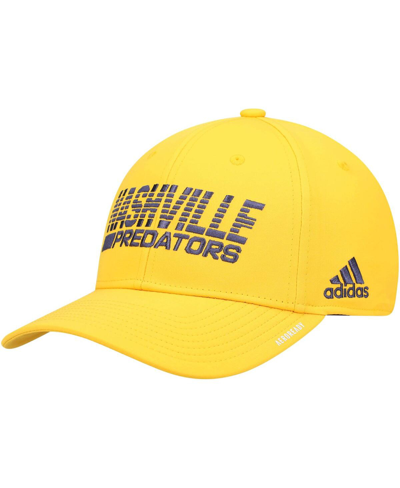 Shop Adidas Originals Men's Gold-tone Nashville Predators 2021 Locker Room Aeroready Flex Hat