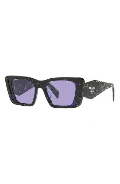 Shop Prada 51mm Butterfly Sunglasses In Havana Black/ White/ Violet