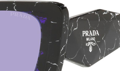 Shop Prada 51mm Butterfly Sunglasses In Havana Black/ White/ Violet