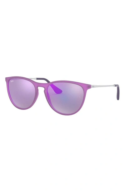 Shop Ray Ban Ray-bay Junior Izzy 50mm Mirrored Sunglasses In Ultra Violet/ Violet Mirror