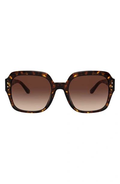 Shop Tory Burch 56mm Round Sunglasses In Dark Tort/ Light Brown Grad