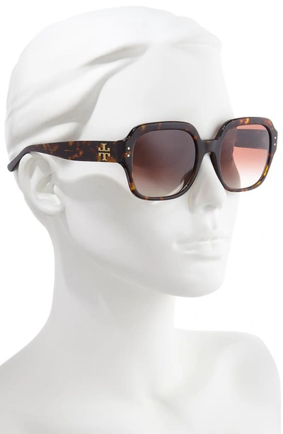 Shop Tory Burch 56mm Round Sunglasses In Dark Tort/ Light Brown Grad