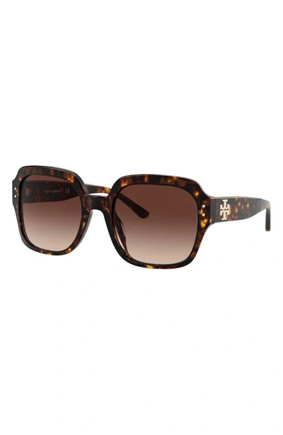 Shop Tory Burch 56mm Round Sunglasses In Dark Tort/ Light Brown Grad