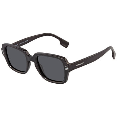 Shop Burberry Dark Grey Rectangular Mens Sunglasses 0be4349 30018751 In Black,grey