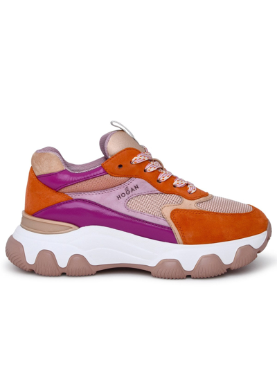 Shop Hogan Multicolor Suede Blend Hyperactive Sneakers In Orange