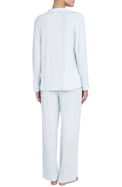 Shop Eberjey Gisele Jersey Knit Pajamas In Water Blue/white