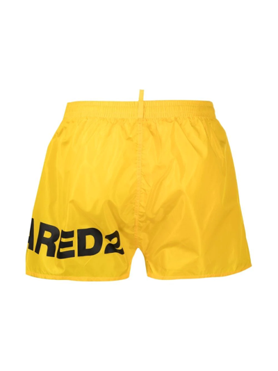 Shop Dsquared2 Logo-print Drawstring Swim Shorts In Gelb