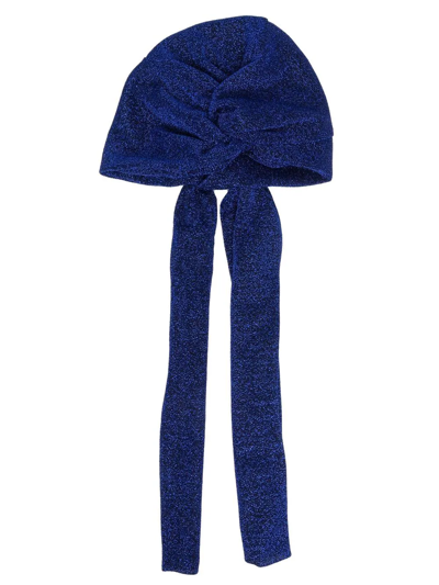Shop Oseree Metallic Tie-fastening Head-wrap Cap In Blue