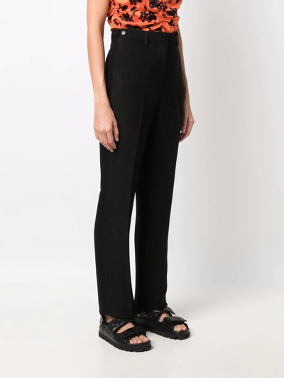 Msgm High-waisted Crepe Straight-leg Trousers With Belt Loops In Schwarz