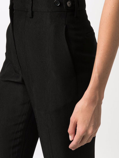 Msgm High-waisted Crepe Straight-leg Trousers With Belt Loops In Schwarz