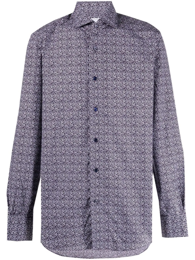 Mazzarelli Micro Floral-print Shirt In Violett