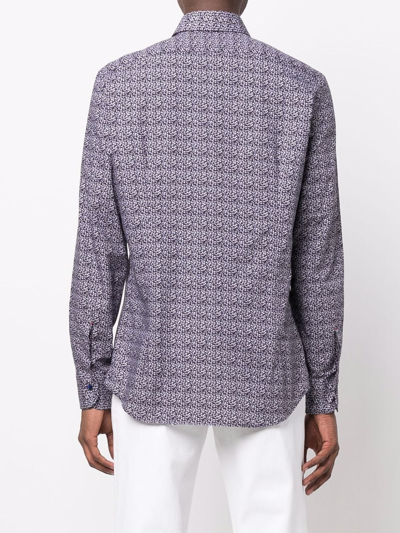 Mazzarelli Micro Floral-print Shirt In Violett