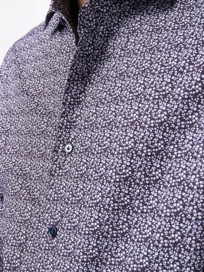 Mazzarelli Micro Floral-print Shirt In Violett