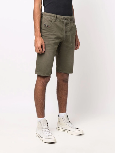 Shop Diesel Slim-cut Drawstring Shorts In Green