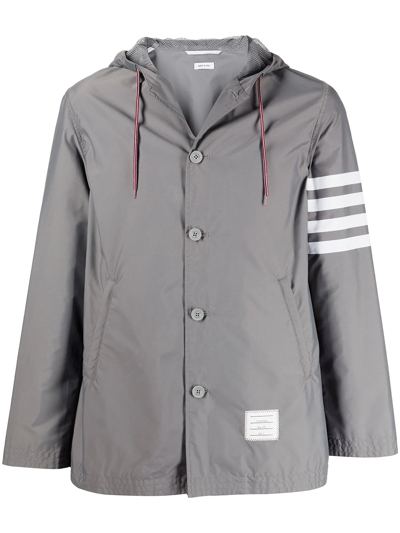 merk op Mexico Perceptueel Thom Browne 4-bar Stripe Raincoat In Grey | ModeSens