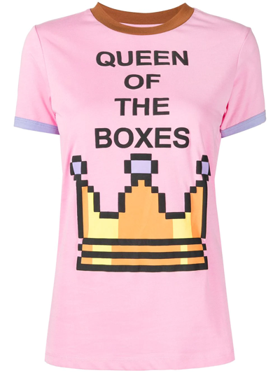 Natasha Zinko Pixel Queen Of The Boxes Cotton T-shirt In Pink