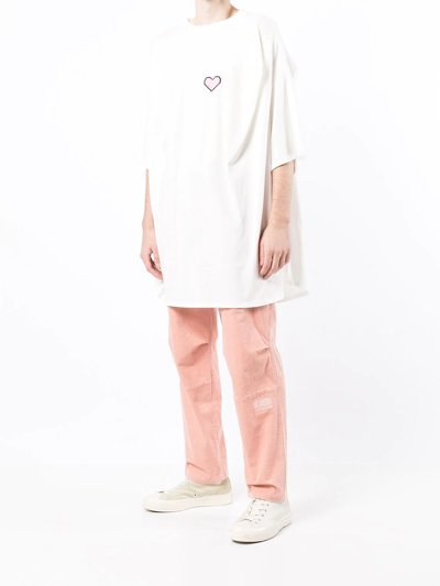 Shop Natasha Zinko Pixel Heart T-shirt In White