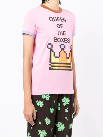 Natasha Zinko Pixel Queen Of The Boxes Cotton T-shirt In Pink