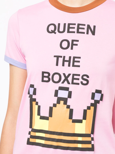 Natasha Zinko Pixel Queen Of The Boxes Cotton T-shirt In Pink
