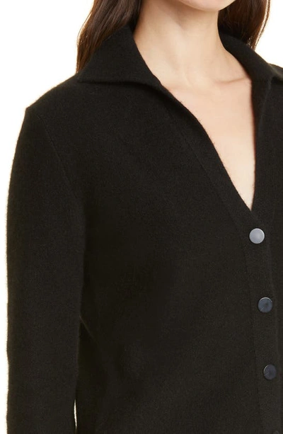 Shop Vince Polo Collar Cashmere Cardigan In Black