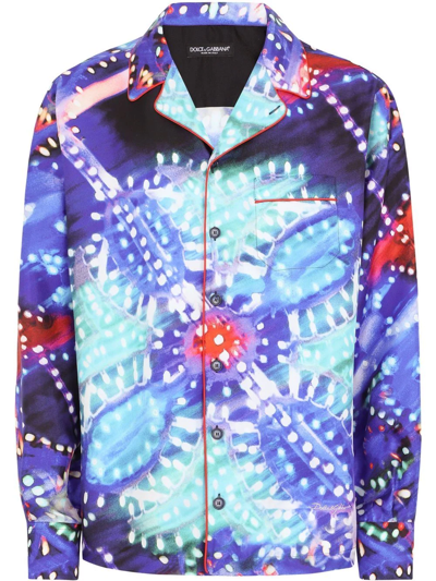 Shop Dolce & Gabbana Psychedelic Print Pyjama Shirt In Purple