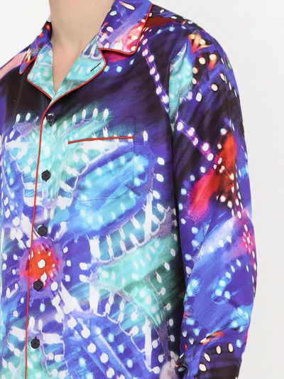 Dolce & Gabbana Multicolor Printed Silk Lounge Casual Shirt In Purple