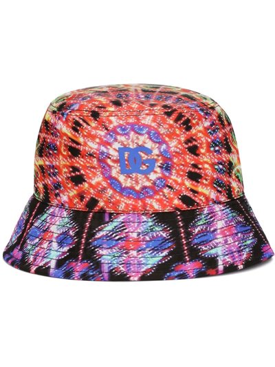 Dolce & Gabbana Psychedelic Print Bucket Hat In Black