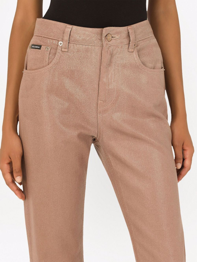 Dolce & Gabbana Metallic Cropped Leg Jeans In Neutrals