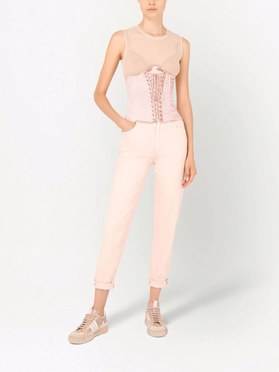 Dolce & Gabbana Lace-up Corset In Pink