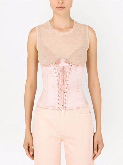Dolce & Gabbana Lace-up Corset In Pink