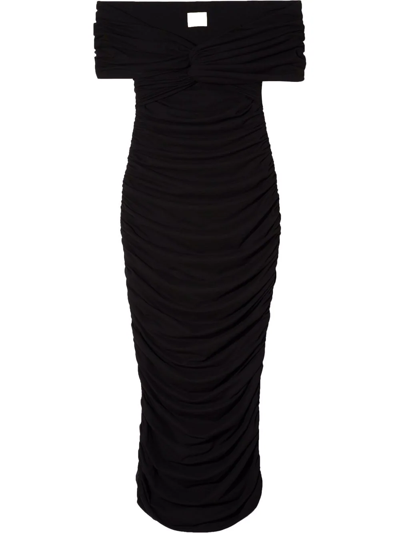 Shop Khaite Spence Ruched Dress In Black