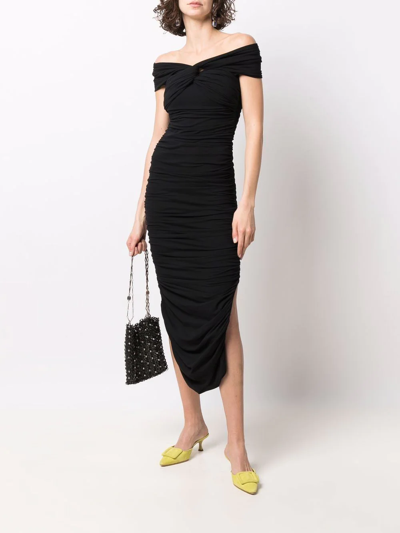 Shop Khaite Spence Ruched Dress In Black