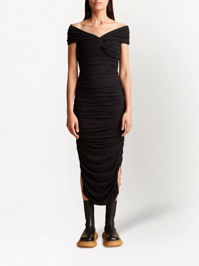 Shop Khaite Spence Ruched Dress In Black