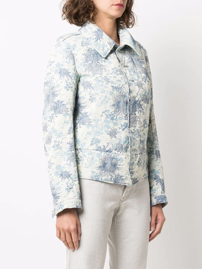 Shop Maison Margiela Floral-pattern Jacquard Jacket In Neutrals