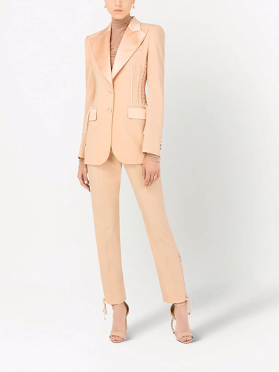 Dolce & Gabbana Solid Color Side Stripe Slim Cuffed Pants In Pink
