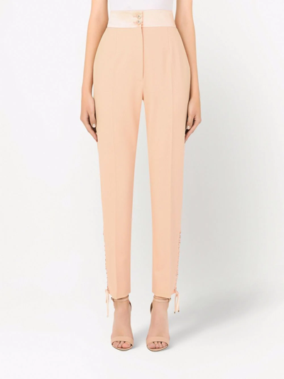 Dolce & Gabbana Solid Color Side Stripe Slim Cuffed Pants In Pink
