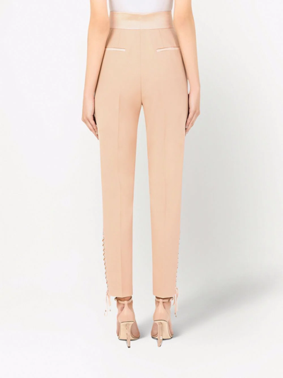 Dolce & Gabbana Solid Color Side Stripe Slim Cuffed Pants In Pink