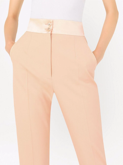 Dolce & Gabbana Solid Color Side Stripe Slim Cuffed Pants In Pink