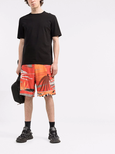 Shop Palm Angels Hawaii Graphic-print Cargo Shorts In Red