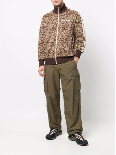 Palm Angels Leopard Tech Jersey Track Jacket In Neutrals