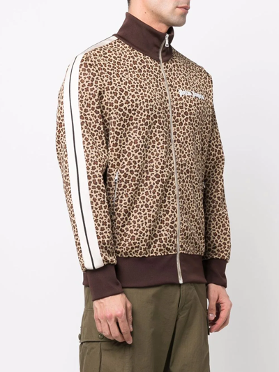 Shop Palm Angels Leopard Jacquard Zipped Jacket In Neutrals