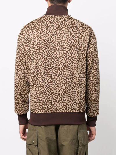 Shop Palm Angels Leopard Jacquard Zipped Jacket In Neutrals