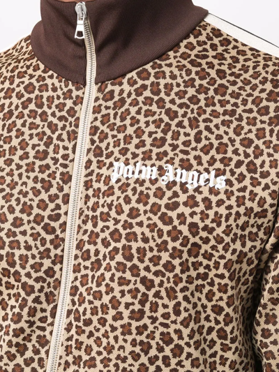 Shop Palm Angels Leopard Jacquard Zipped Jacket In Neutrals