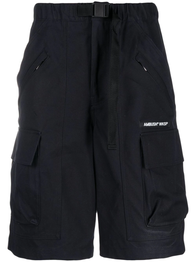 Shop Ambush Wksp Belted Cargo Shorts In Black