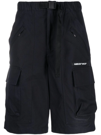 Ambush Wksp Belted Cargo Shorts In Black